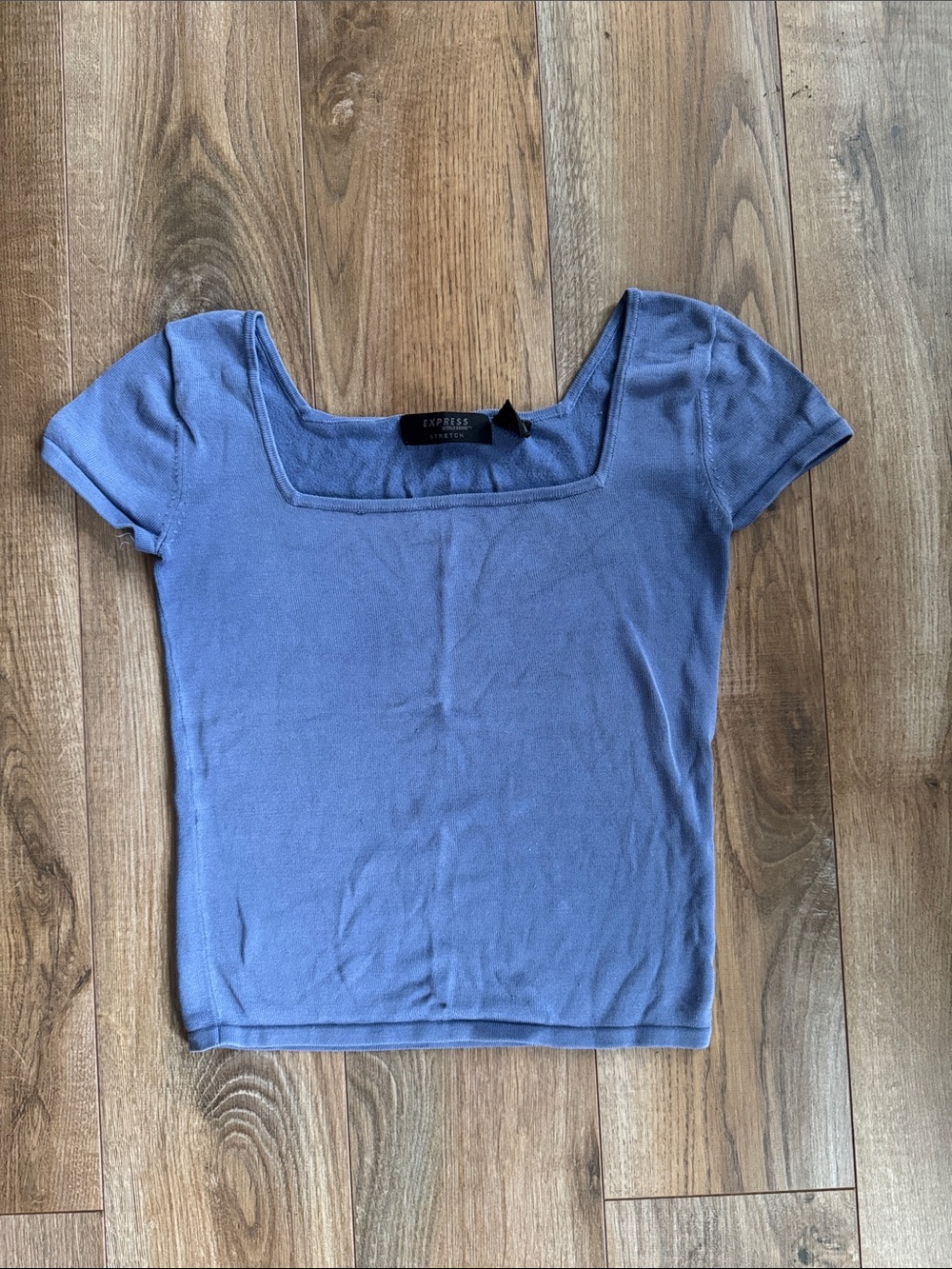 Express Short Sleeve Square Neck Top in Dusty Blueish Purple